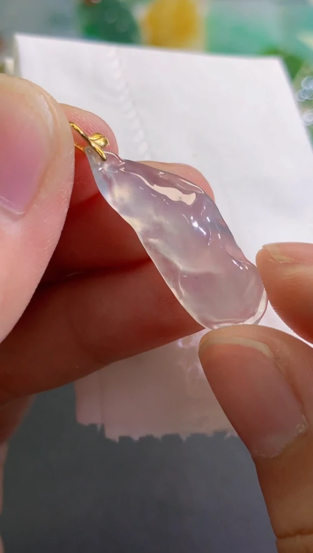 翡翠18K金镶嵌吊坠(不含链)087