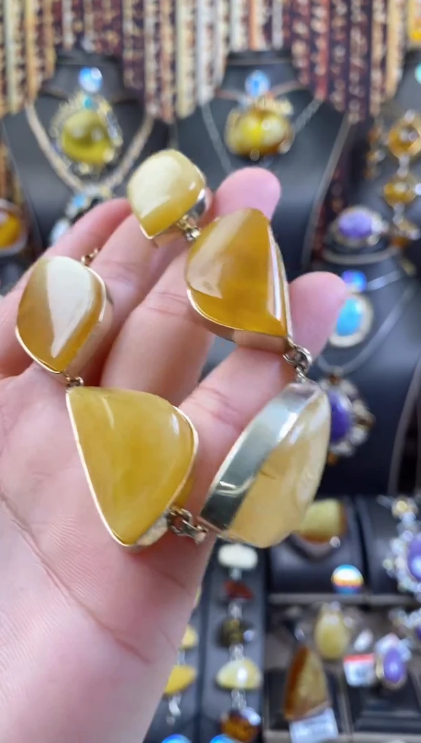 银S925镶嵌琥珀手链手链