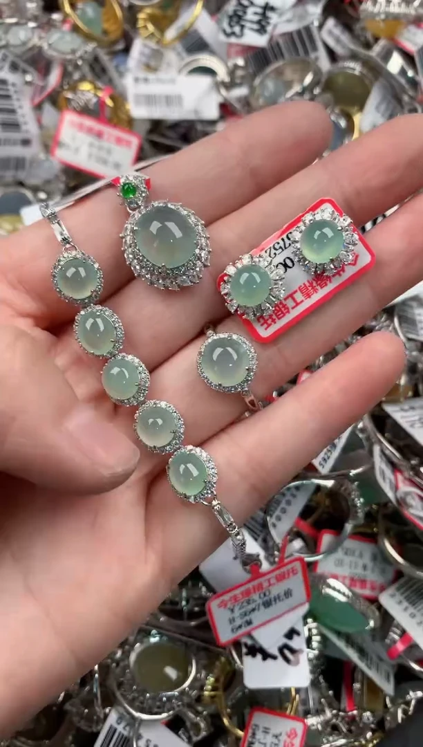 银S925镶嵌戒指翡翠444   5