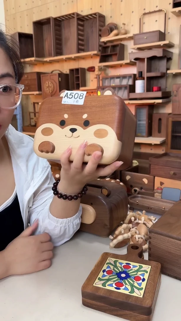 木⊙****?508特价乌檀木柴犬纸巾盒