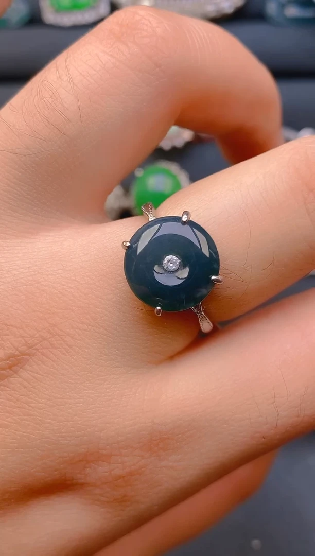 【闪购商品】翡翠戒指银S925镶嵌天然A货翡翠1