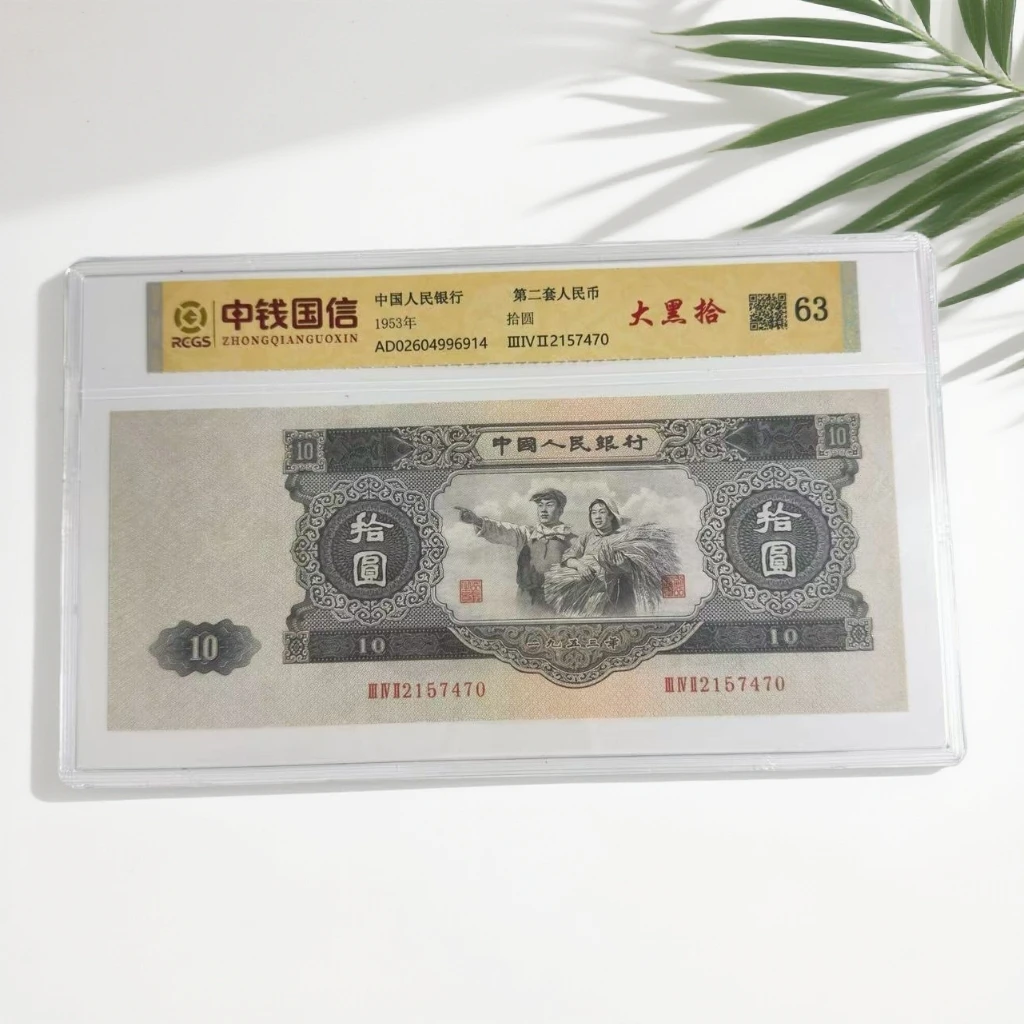 （大黑拾）退市第二版人民币 拾圆 单张 63评级封装