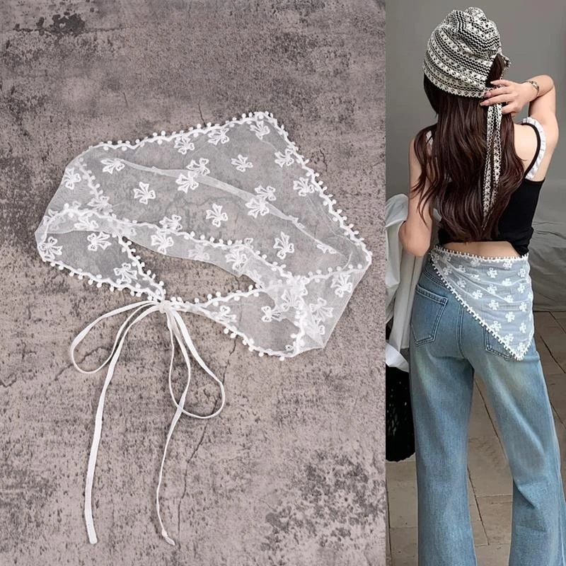 三角巾腰带女配牛仔裤白色蕾丝腰封束腰装饰连衣裙子配饰屁帘叠穿