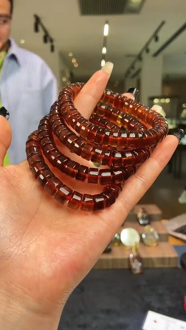 琥珀颈饰未镶嵌缅甸琥珀车轮珠手串多样性发其一