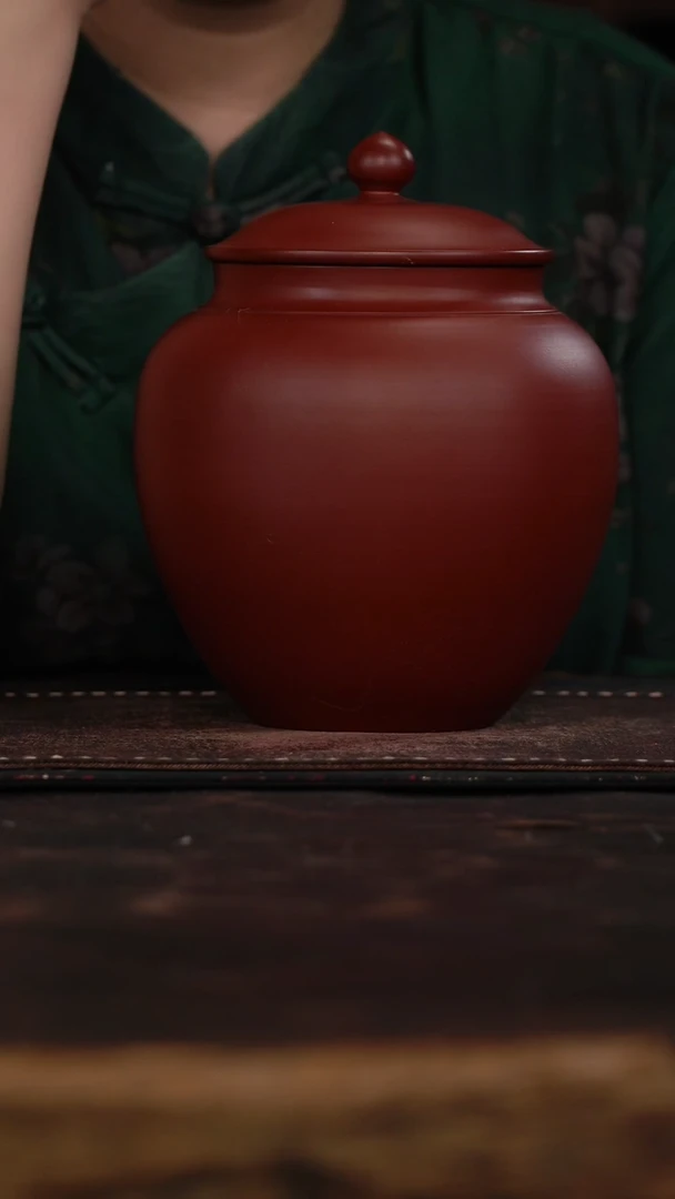 茶杯紫砂非遗茶器-大红袍中号圆润茶罐