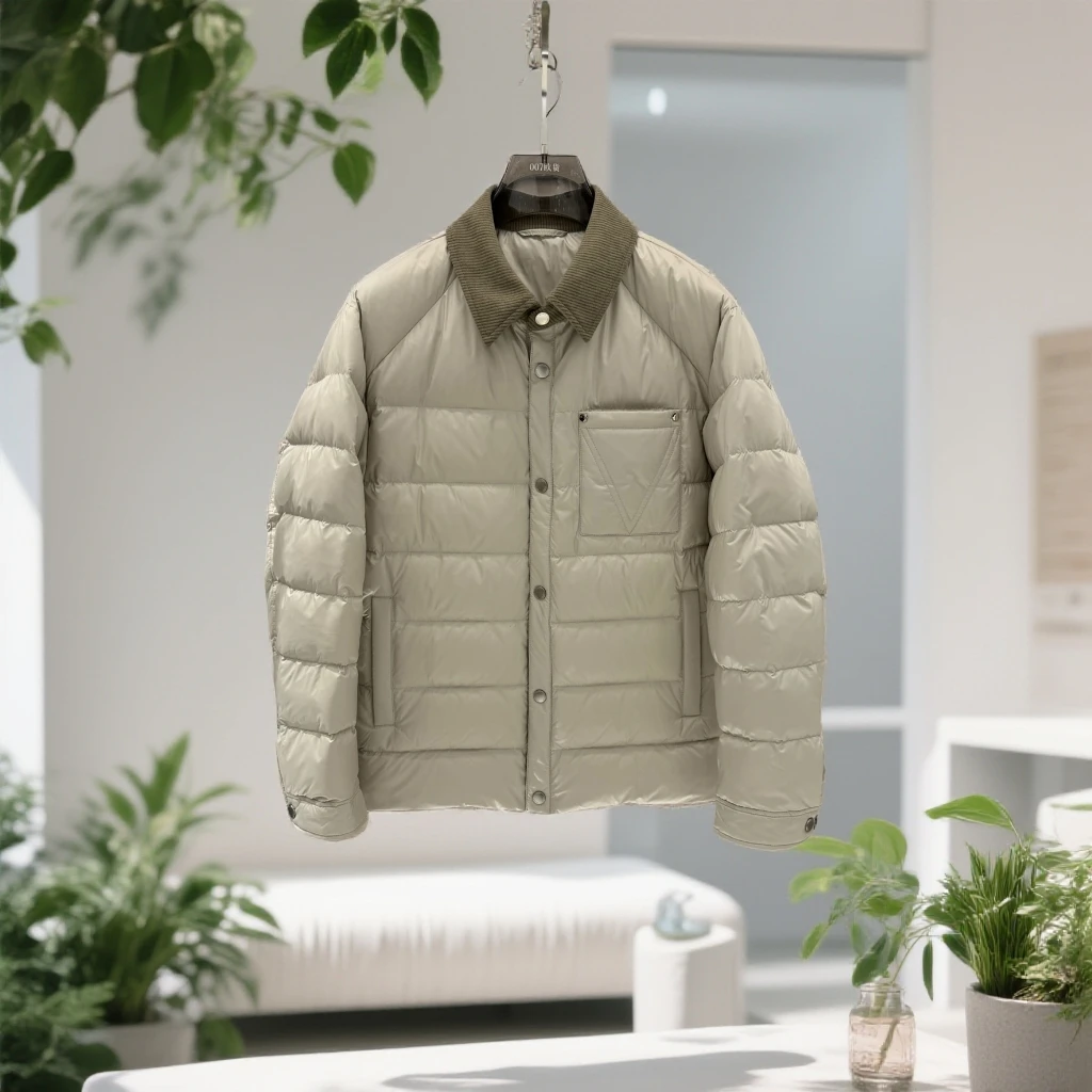 维斯克纳时尚男士时尚休闲商务翻领简约白鸭绒修身羽绒服冬季新款