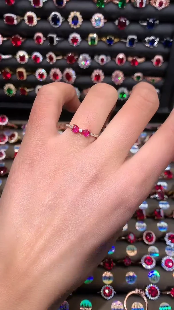 【闪购商品】红宝石戒指银S925镶嵌玫瑰金