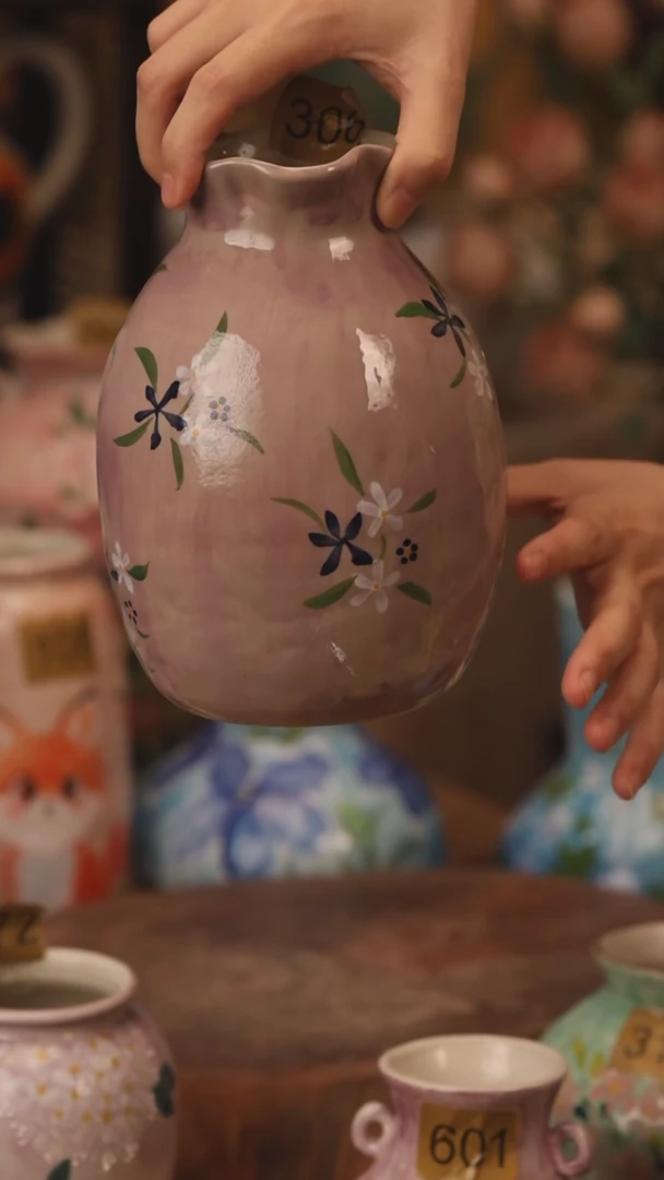 陶瓷306景德镇设计师手作花器摆件侘寂风