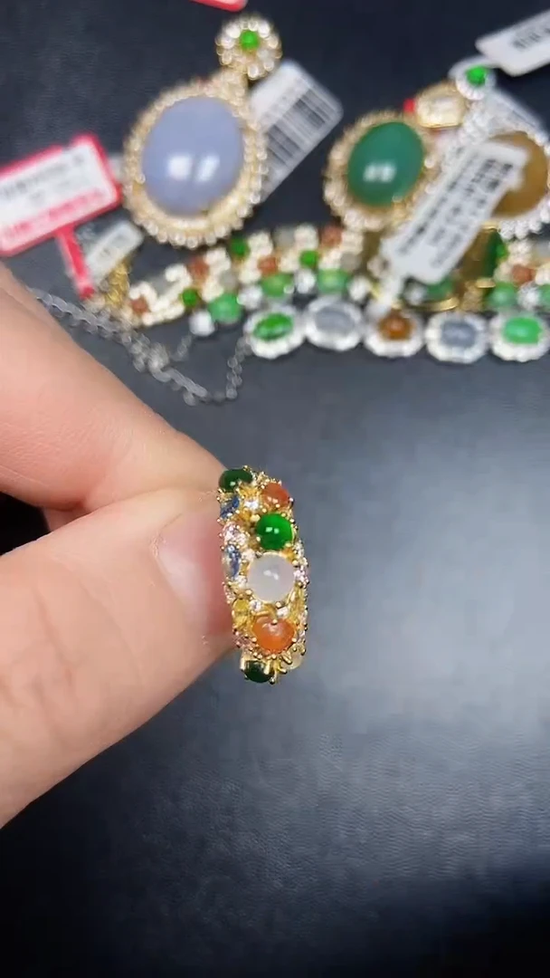 银S925镶嵌戒指翡翠7600