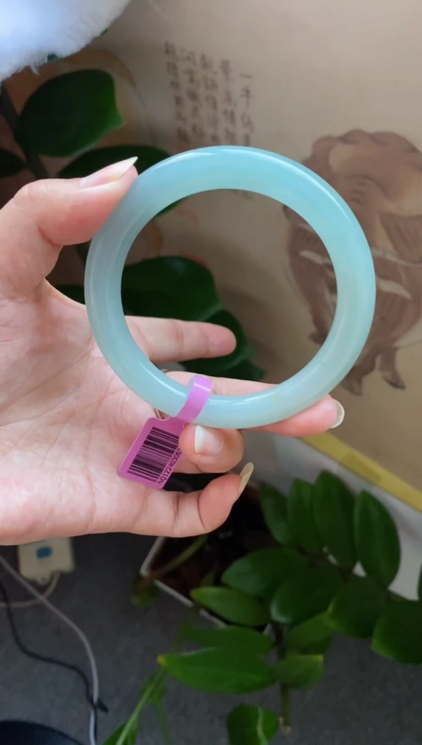 【闪购商品】翡翠手镯未镶嵌（果冻 化底无棉）天空蓝圆条32号