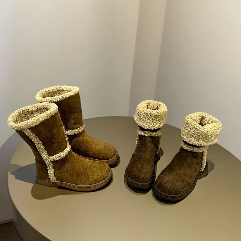 波西塔塔 | 2025秋冬时尚雪地靴韩版翻边两穿加绒厚底中筒保暖