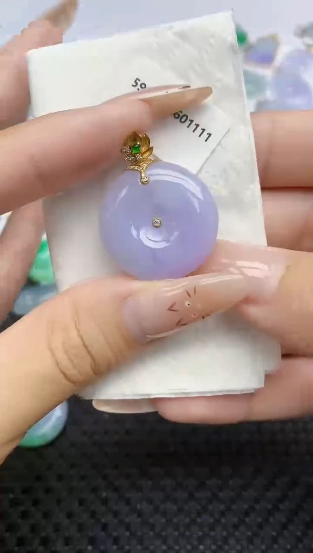 翡翠18K金镶嵌颈饰369   天然翡翠A货