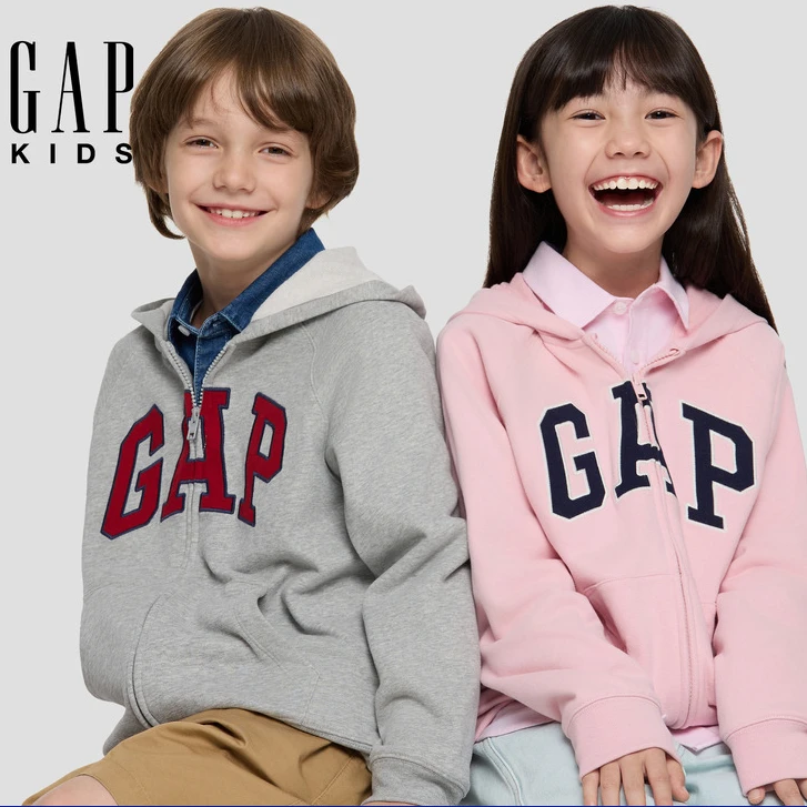 【大小童同款】Gap男女童2025秋季新logo毛圈连帽衫儿童装830349