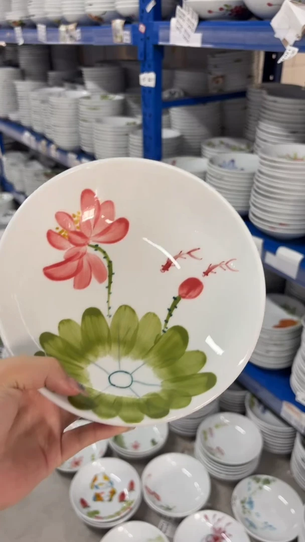 瓷片景德镇高温陶瓷食品级手绘釉中彩-圆深盘