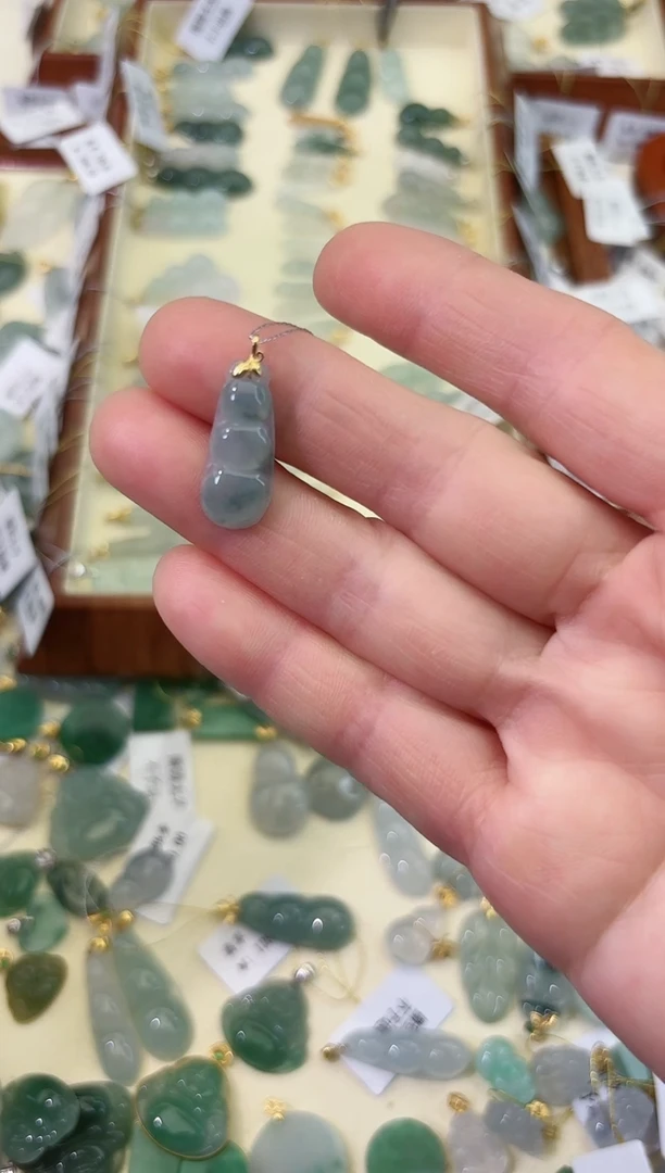 翡翠18K金镶嵌颈饰J****.豆子