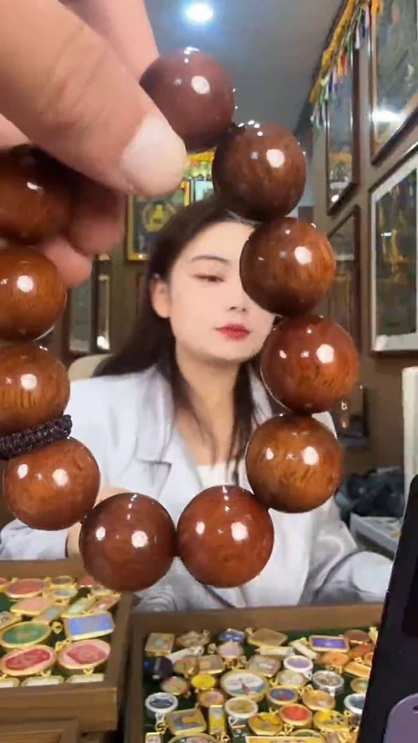 吊坠木制手串-热贡纯手绘唐卡