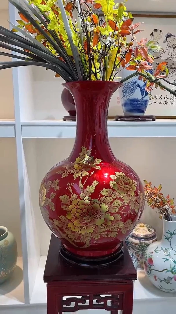 摆件中国红牡丹大号