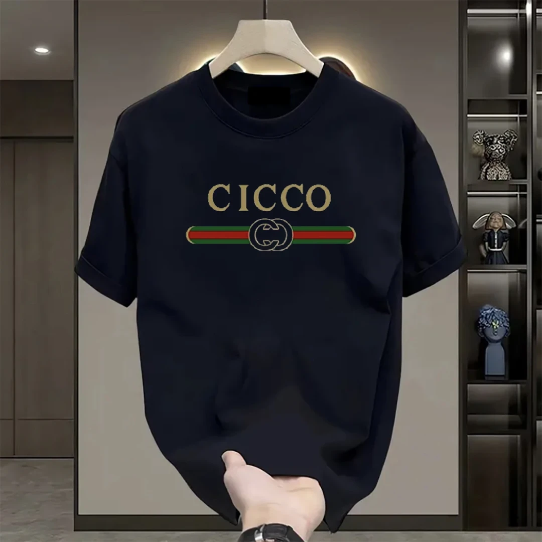 潮牌新款夏季纯棉短袖T恤男士潮流百搭字母简约印花时尚休闲上衣