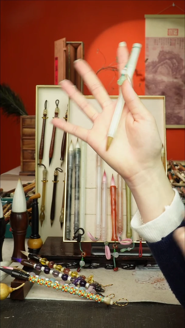 19号闪孤品高货毛笔链接 清水试笔 蘸墨不退