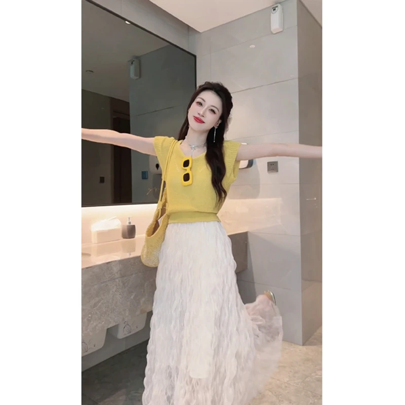 夏季时尚显瘦套装女休闲气质小个子女装2025新款上衣半身裙两件套