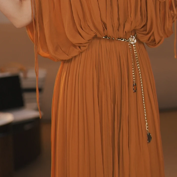 【袁小姐】定格时光 夏季新款轻奢百搭山茶花金属链条细腰链-PP5206