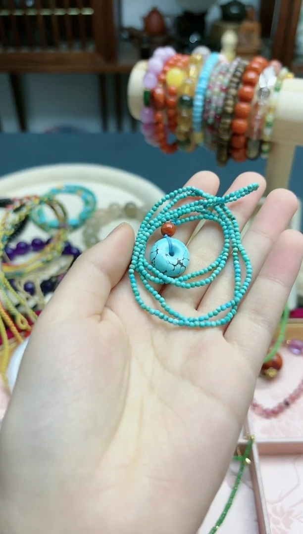 【闪购商品】绿松石吊坠未镶嵌松石面包扣吊坠*1 WY