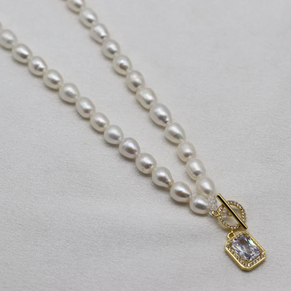 方糖项链 天然白色淡水珍珠
