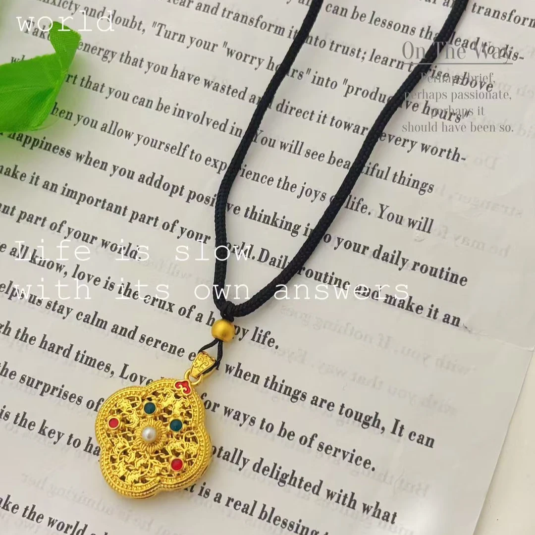 非金属布艺项链 【Kiss娜】钛钢2955时尚精美黑绳四叶花项链