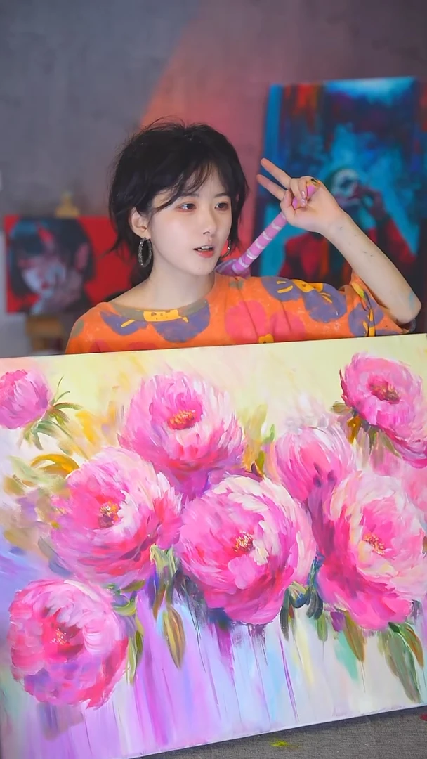 油画风*谙大尺寸玫瑰丙烯画纯手绘