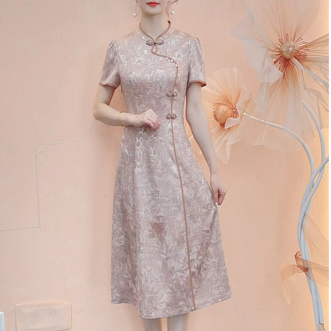 【典雅定制】2025夏季款新高贵修身优雅收腰显瘦国风古典连衣裙