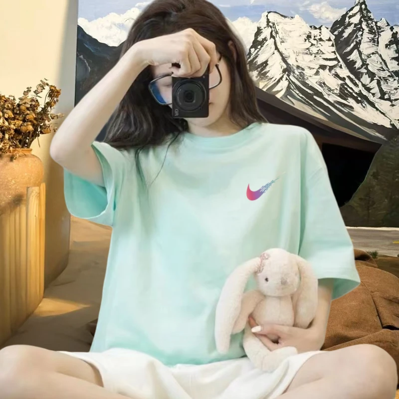 【618抢先购】正品奥莱官方正品短袖落肩袖T恤家居服韩版半袖大码