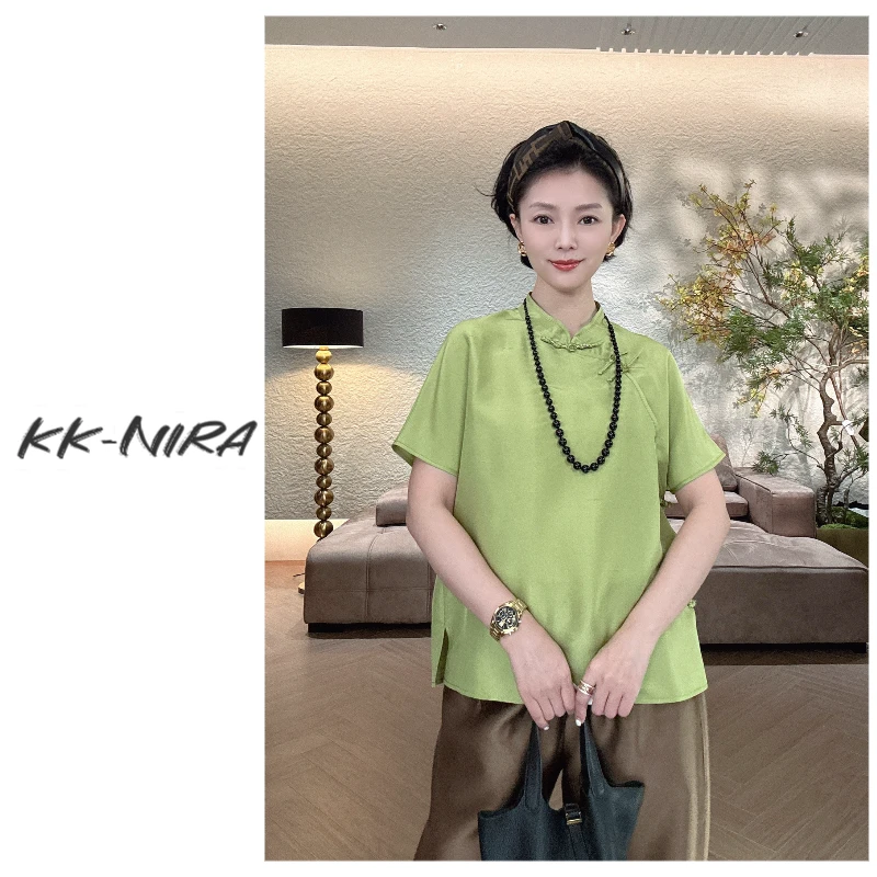 KK-NIRA 新中式立领手工盘扣斜襟上衣