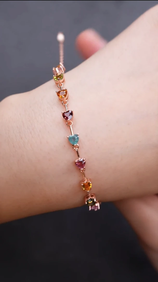 手链·银S925镶嵌碧玺手链