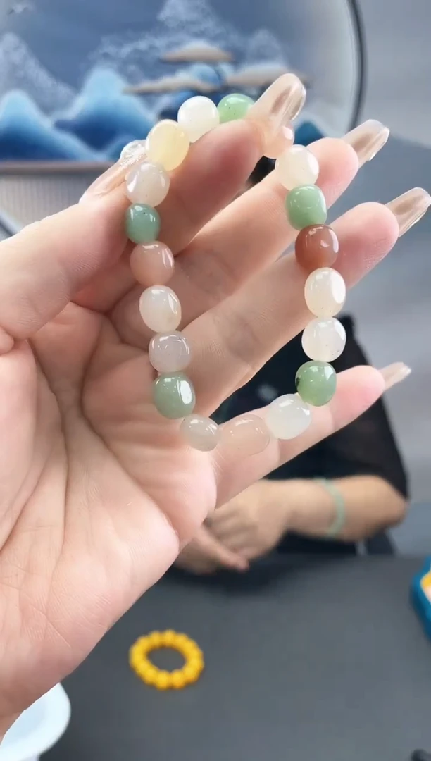 石英质玉密玉彩色方糖手串未镶嵌35