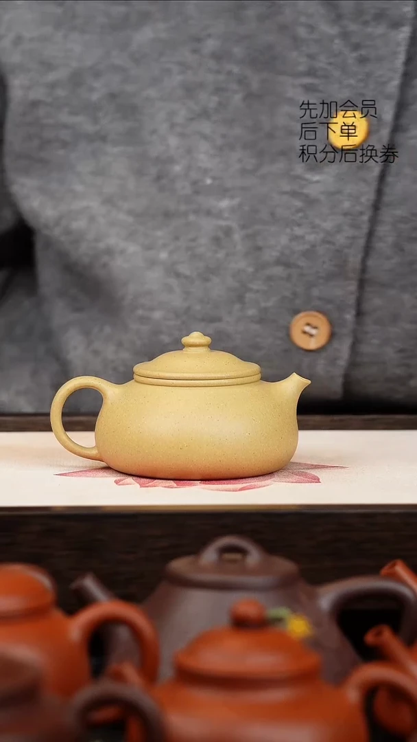 茶壶紫砂微瑕壶把变形墨绿130cc寒江