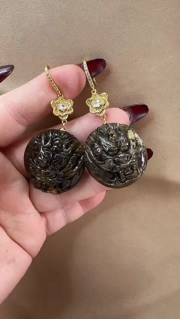 琥珀颈饰未镶嵌耳环