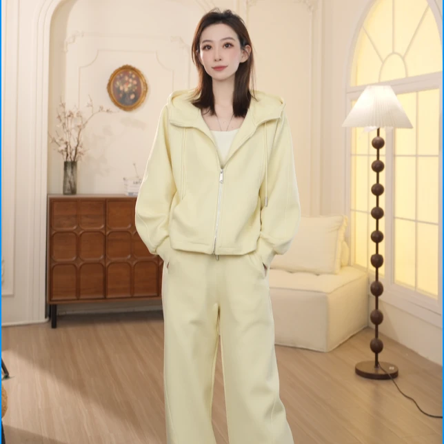 Basic House/百家好2025早春新款运动套装宽松显瘦时尚卫衣两件套