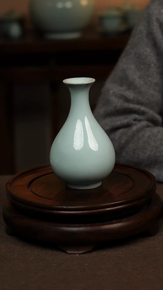 瓷片天青色摆件玉壶春一级全品不带礼盒