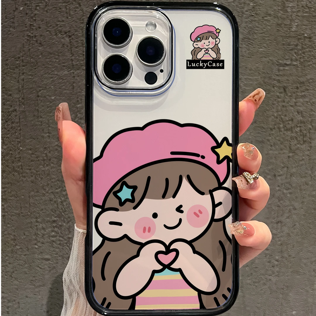 比心女孩适用苹果16ProMax手机壳iPhone15新款14透明13卡17promax
