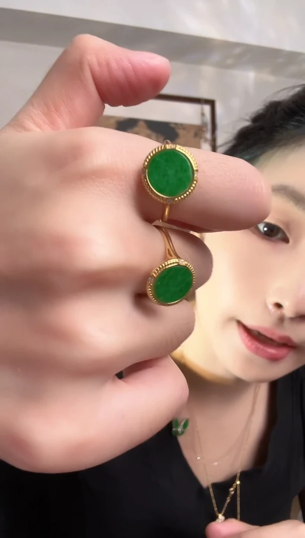 颈饰银S925镶嵌翡翠戒指/多样性发一件