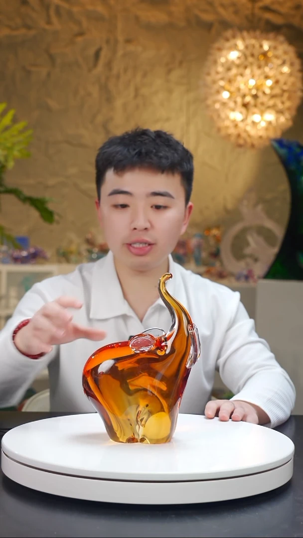手工艺品琉璃琥珀大象摆件
