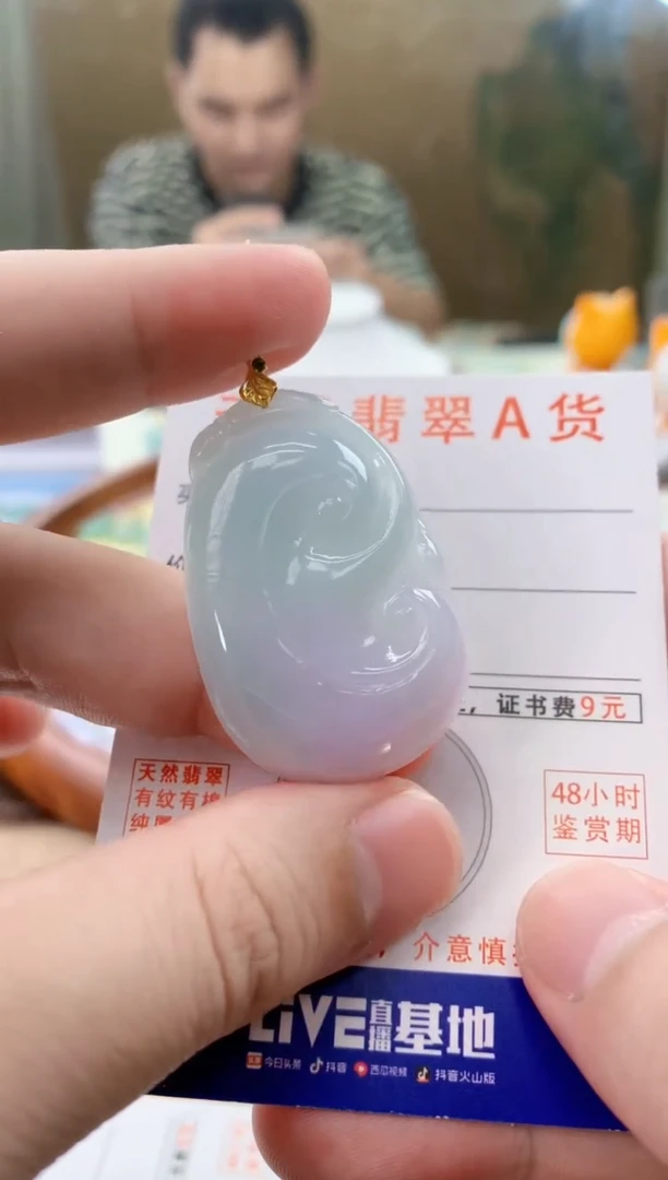 颈饰18K金镶嵌翡翠天然A货翡翠挂件