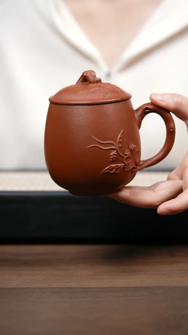 【闪购商品】紫砂茶壶红降坡主人杯 堆葡萄