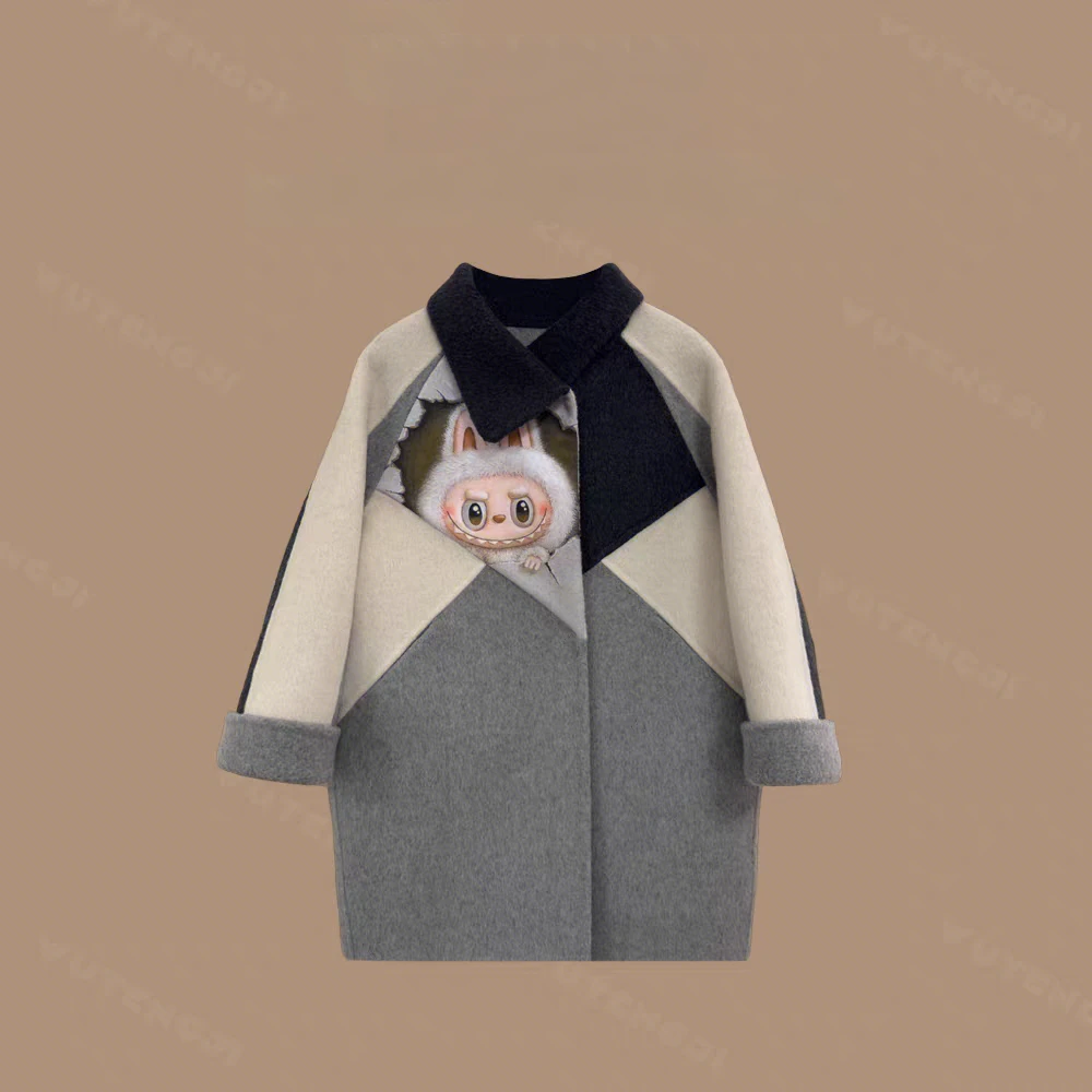 女童毛呢外套2025秋冬童装中长款洋气拉布布儿童双面羊绒大衣