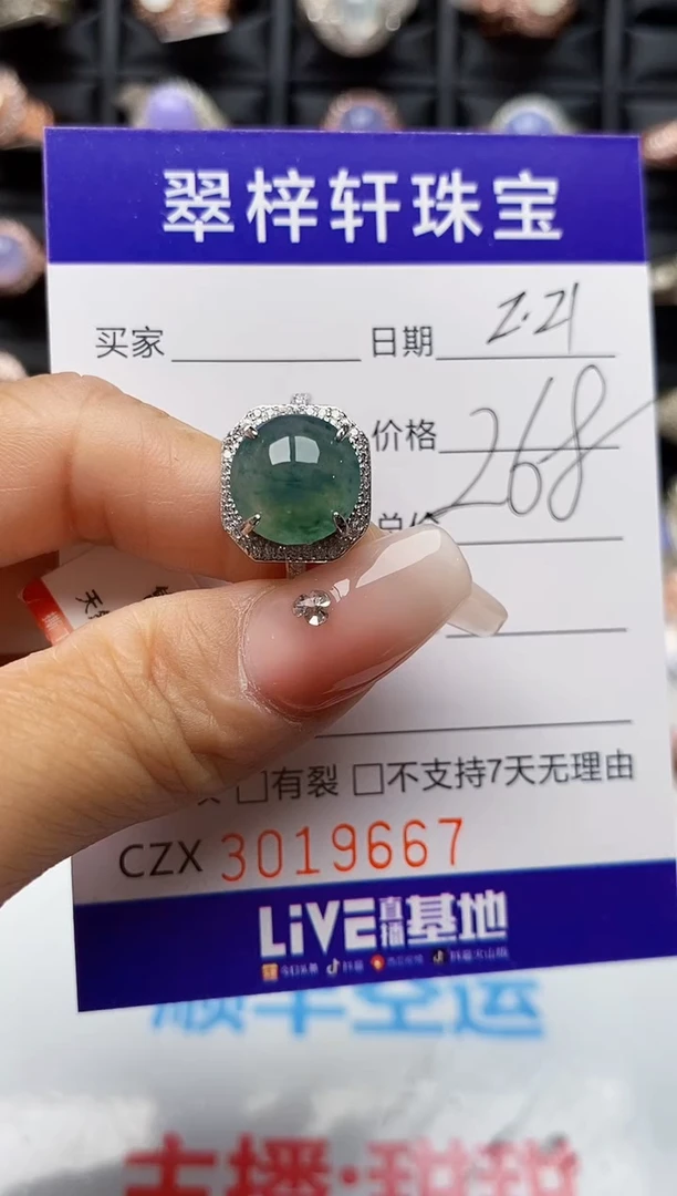 【闪购商品】翡翠戒指银S925镶嵌9667