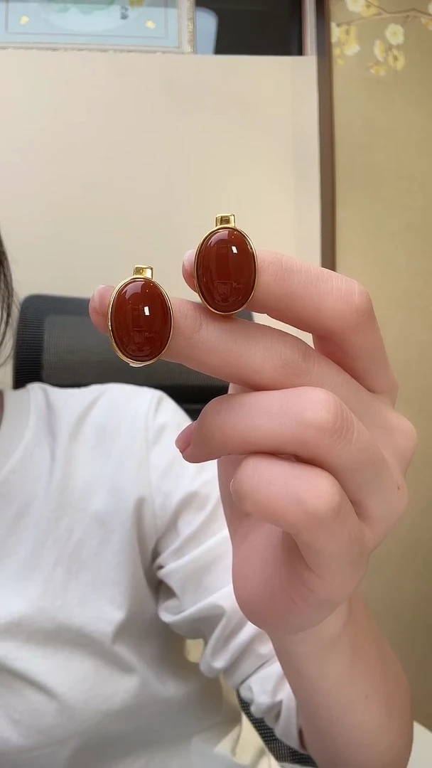 颈饰未镶嵌南红玛瑙耳环