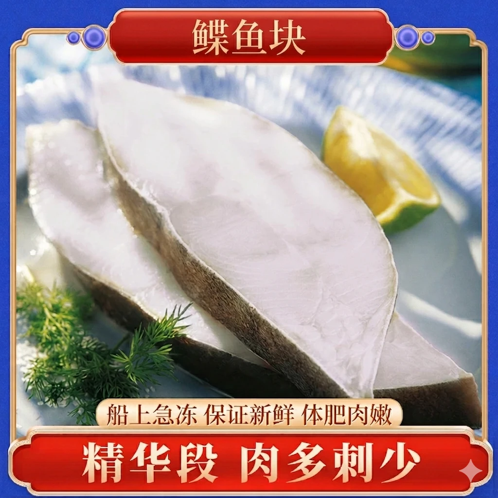 新鲜现切深海鲽鱼精华中段 无骨无刺 低脂高蛋白 鲽鱼片