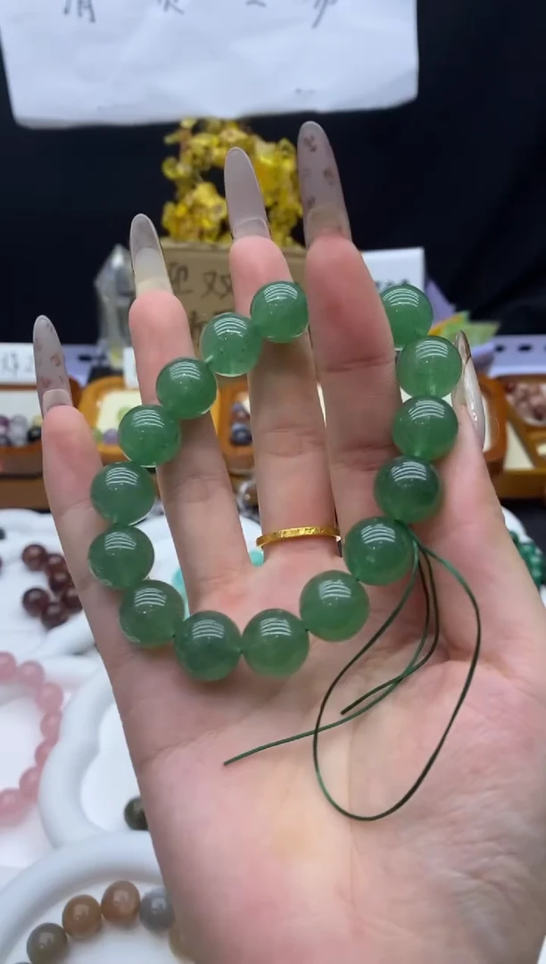 未镶嵌珠宝半成品水晶S62星光绿草莓15DIY单珠手串配珠多样性发一