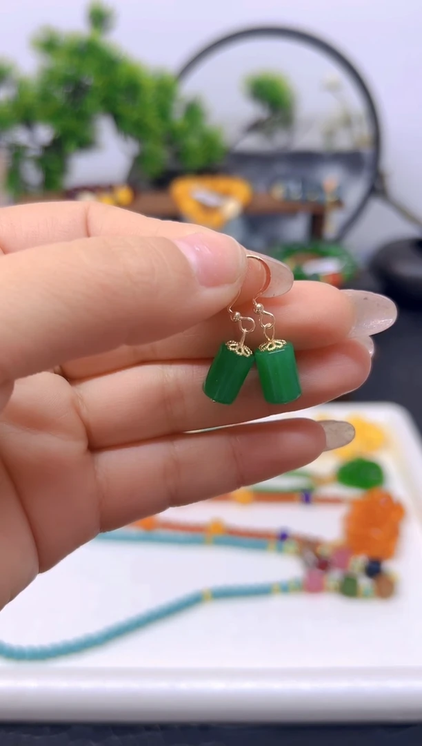 【闪购商品】翡翠耳饰14K金镶嵌耳饰E752