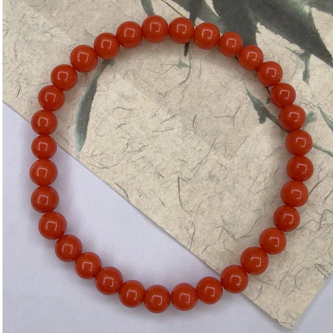 【中展红珊瑚】cc姐专属天然红珊瑚圆珠手串卡6mm+